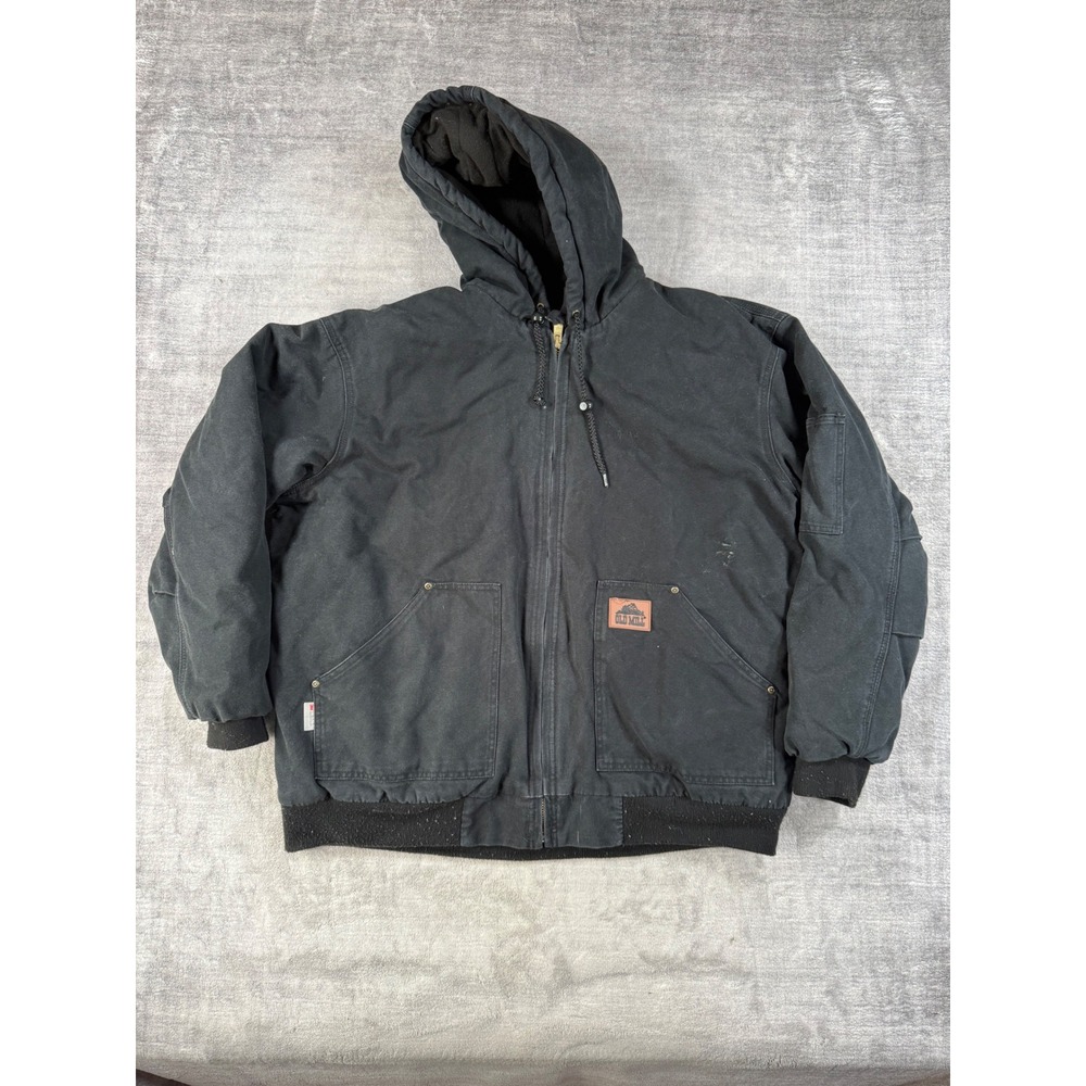 Old Mill Jacket Men XXL Black Canvas 3M Thinsulate Hooded Utility Chore Coat